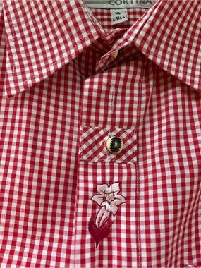 Cortina NWOT Rare Vintage Italian Red Gingham Checked Men’s Button-up Size XL.